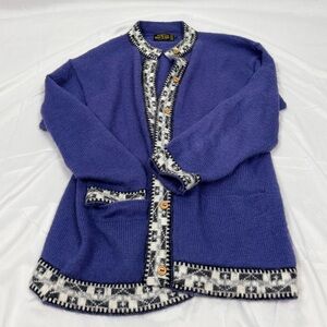 Vintage American South Side Alpaca Wool Cardigan Made in Peru Size Large